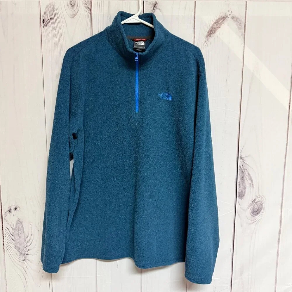 The North Face‎ Men’s 1/4 Zip Fleece Pullover Large Blue Heather EUC